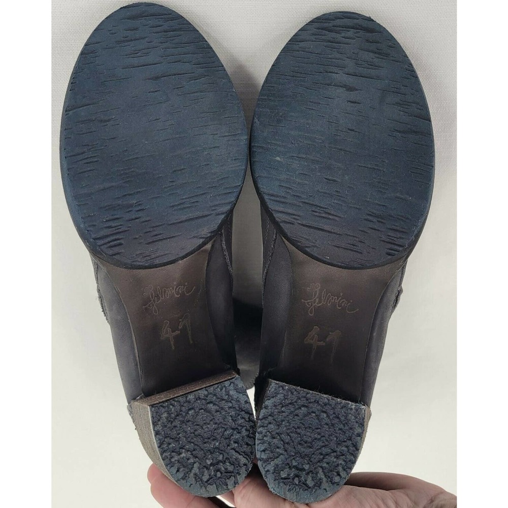 Felmini Distressed Leather Boot Size 41 Gray Snakeskin Stacked Heel Zip - Picture 8 of 12